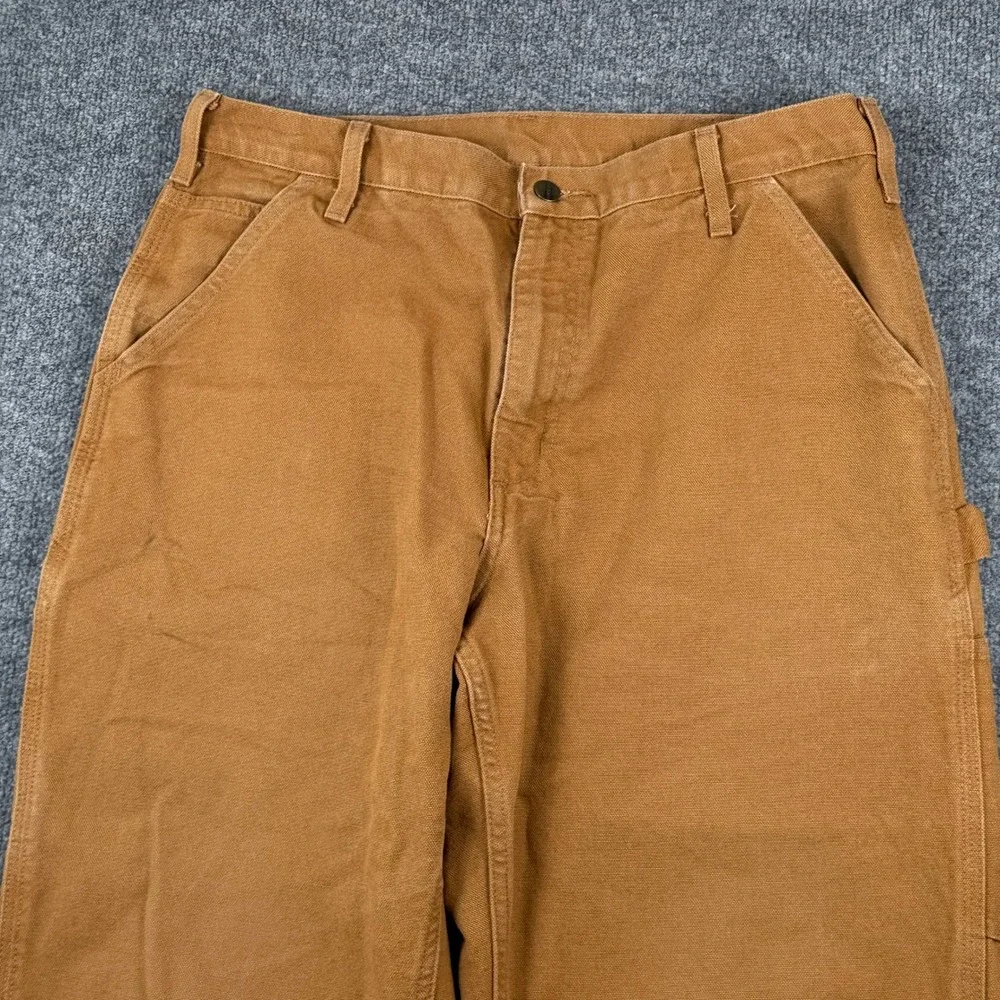 Carhartt Pants Mens 34x34 Brown Duck Canvas Loose Fit Carpenter Work B11 BRN